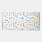 Cute Rainbow Hearts & Clouds Pattern Bureaumat (Voorkant)