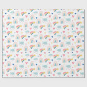 Cute Rainbow Hearts & Clouds Pattern Cadeaupapier (Vlak)