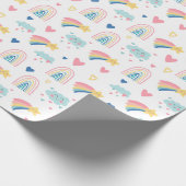 Cute Rainbow Hearts & Clouds Pattern Cadeaupapier (Hoek)
