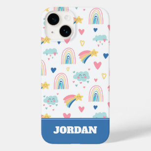 Cute Rainbow Hearts & Clouds Pattern Case-Mate iPhone 14 Hoesje