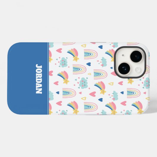 Cute Rainbow Hearts & Clouds Pattern Case-Mate iPhone Case (Achterkant (horizontaal))