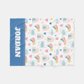 Cute Rainbow Hearts & Clouds Pattern Fleece Deken (Voorkant (Horizontaal))