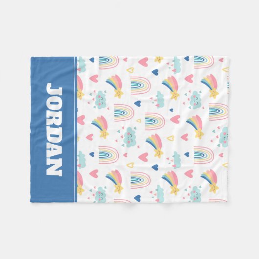 Cute Rainbow Hearts & Clouds Pattern Fleece Deken (Voorkant (Horizontaal))