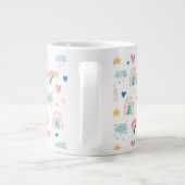 Cute Rainbow Hearts & Clouds Pattern Grote Koffiekop (Achterkant)