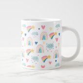 Cute Rainbow Hearts & Clouds Pattern Grote Koffiekop (Rechts)