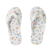 Cute Rainbow Hearts & Clouds Pattern Kinder Teenslippers (Voetbed)