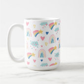 Cute Rainbow Hearts & Clouds Pattern Koffiemok (Links)