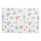 Cute Rainbow Hearts & Clouds Pattern Kussensloop (Achterkant)