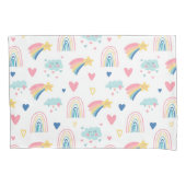 Cute Rainbow Hearts & Clouds Pattern Kussensloop (Voorkant)