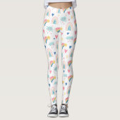Cute Rainbow Hearts & Clouds Pattern Leggings (Voorkant)