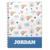 Cute Rainbow Hearts & Clouds Pattern Notitieboek (Voorkant)