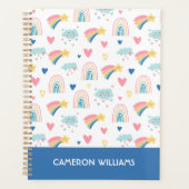 Cute Rainbow Hearts & Clouds Pattern Planner (Voorkant)