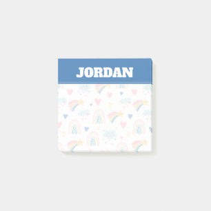 Cute Rainbow Hearts & Clouds Pattern Post-it® Notes