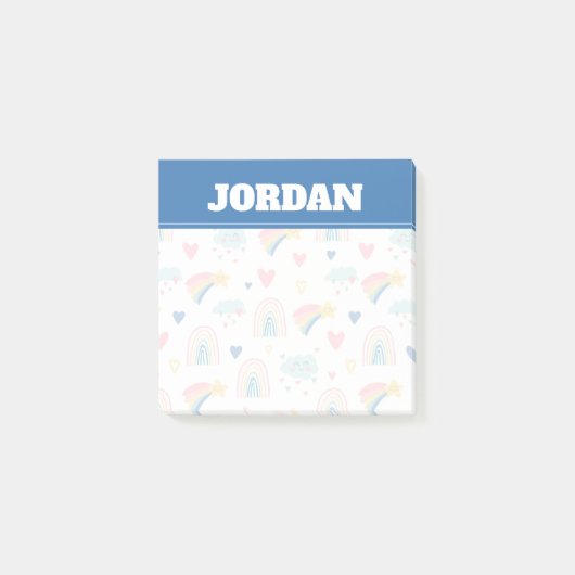 Cute Rainbow Hearts & Clouds Pattern Post-it® Notes (Voorkant)