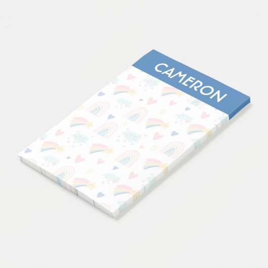 Cute Rainbow Hearts & Clouds Pattern Post-it® Notes (Schuin)