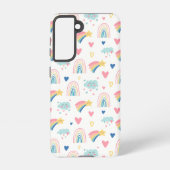 Cute Rainbow Hearts & Clouds Pattern Samsung Galaxy Hoesje (Achterkant)