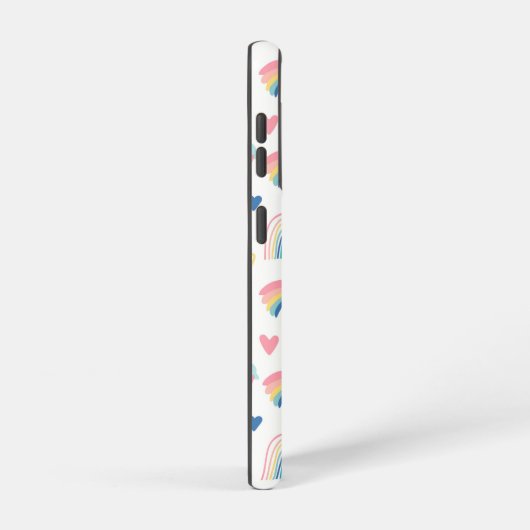 Cute Rainbow Hearts & Clouds Pattern Samsung Galaxy Hoesje (Rechterkant)