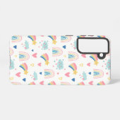 Cute Rainbow Hearts & Clouds Pattern Samsung Galaxy Hoesje (Achterkant horizontaal)
