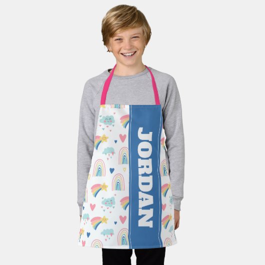 Cute Rainbow Hearts & Clouds Pattern Schort (Gedragen)