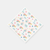 Cute Rainbow Hearts & Clouds Pattern Servet (Hoek)