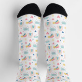 Cute Rainbow Hearts & Clouds Pattern Sokken (Top)