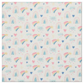 Cute Rainbow Hearts & Clouds Pattern Stof (Swatch)