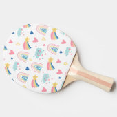 Cute Rainbow Hearts & Clouds Pattern Tafeltennisbatje (Zijkant)