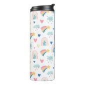 Cute Rainbow Hearts & Clouds Pattern Thermosbeker (Gedraaid links)