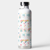Cute Rainbow Hearts & Clouds Pattern Waterfles (Rechts)