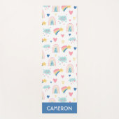 Cute Rainbow Hearts & Clouds Pattern Yogamat (Voorkant)