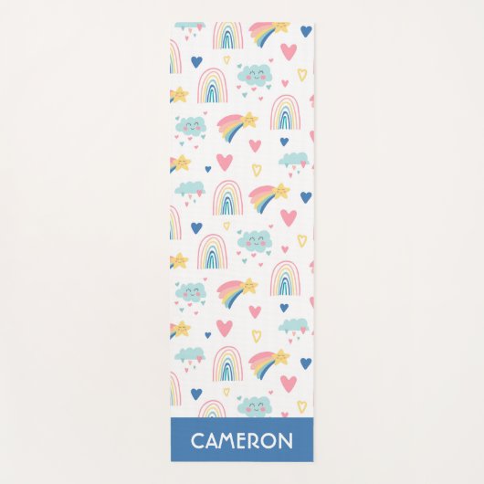 Cute Rainbow Hearts & Clouds Pattern Yogamat (Voorkant)