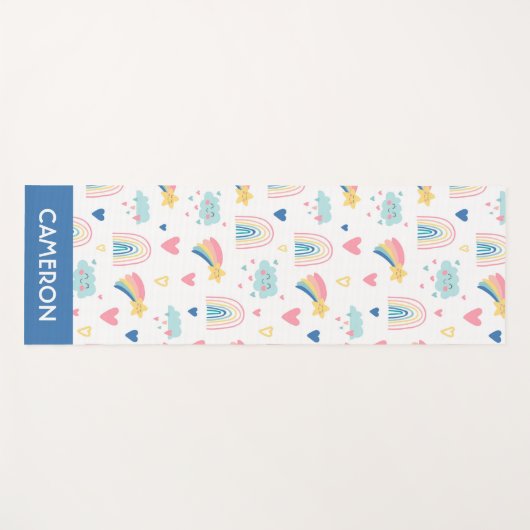 Cute Rainbow Hearts & Clouds Pattern Yogamat (Voorkant (horizontaal))
