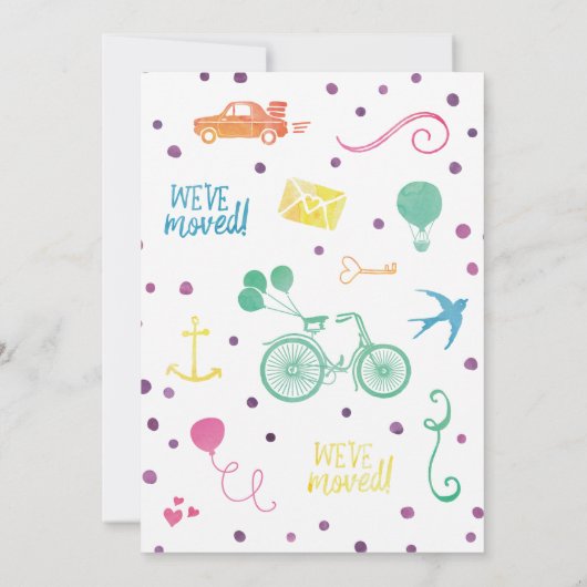Cute Rainbow House Moving Announding Kaarten (Achterkant)