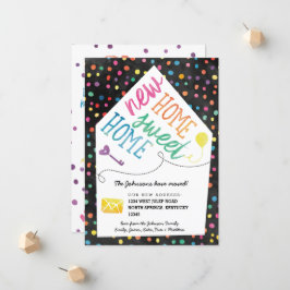 Cute Rainbow House Moving Announding Kaarten