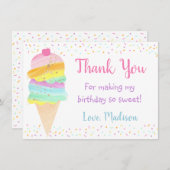 Cute Rainbow Ice Cream Birthday Hartelijk dank Bedankkaart (Voorkant / Achterkant)