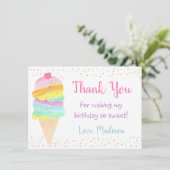 Cute Rainbow Ice Cream Birthday Hartelijk dank Bedankkaart (Staand voorkant)