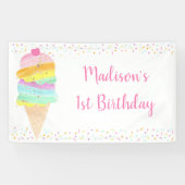 Cute Rainbow Ice Cream Birthday Spandoek (Horizontaal)