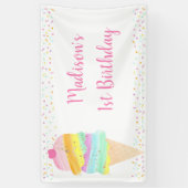 Cute Rainbow Ice Cream Birthday Spandoek (Verticaal)