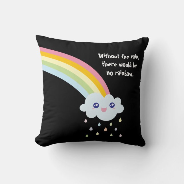 Cute Rainbow Inspirerend en Motivatie Citaat Kussen (Voorkant)