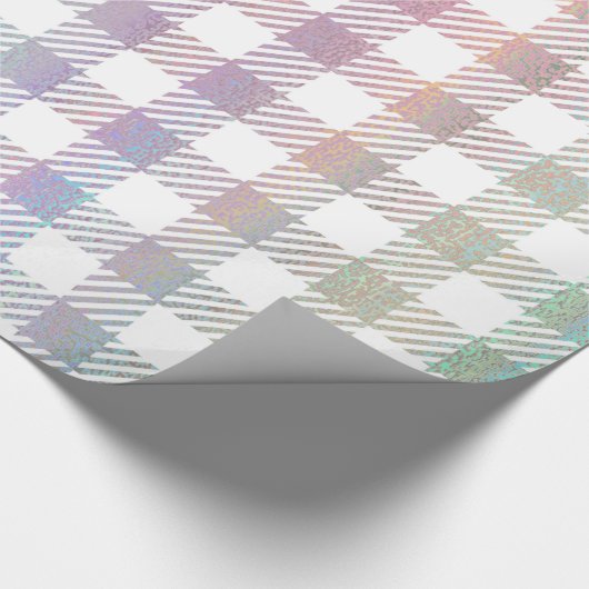 Cute Rainbow Iridescent Gingham Pattern Cadeaupapier (Hoek)