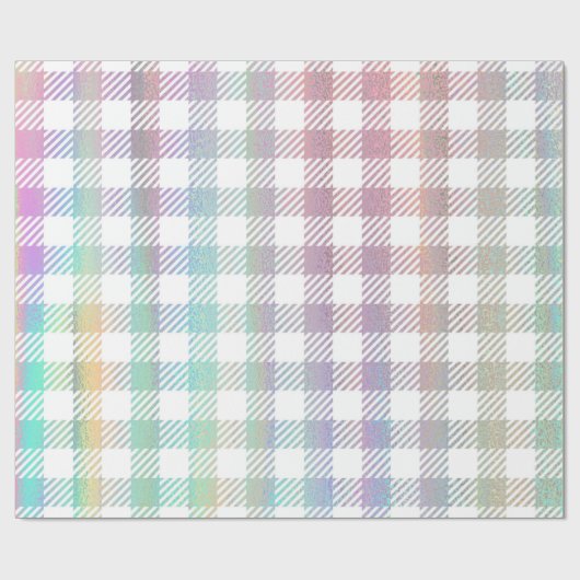 Cute Rainbow Iridescent Gingham Pattern Cadeaupapier (Vlak)