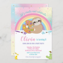 Cute Rainbow Kunst Paint Birthday Party Girl