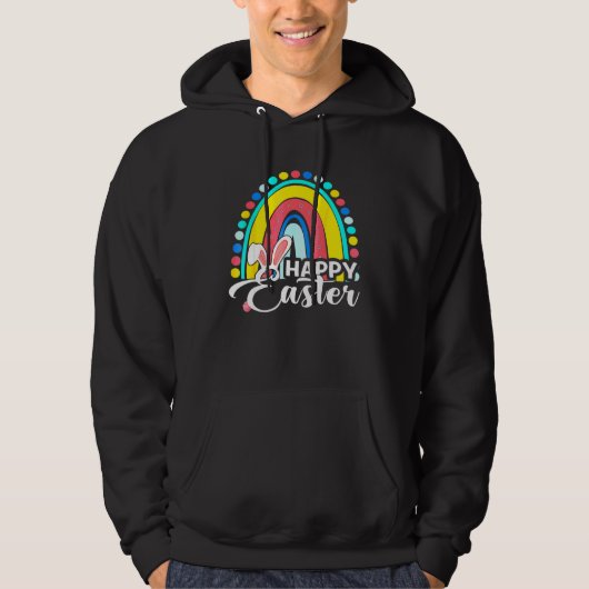 Cute Rainbow Leopard Happy Easter Day Eggs Decor G Hoodie (Voorkant)