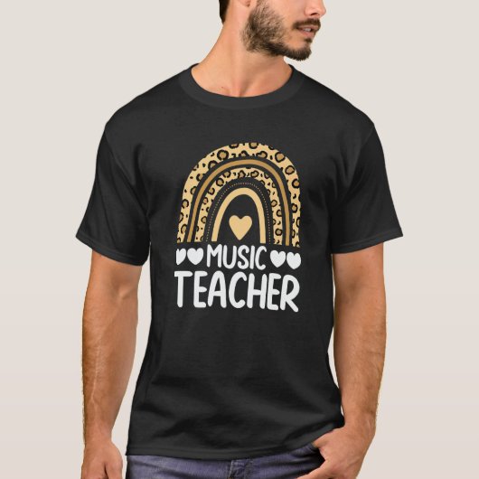 Cute Rainbow Leopard Music Teacher Men And Women   T-shirt (Voorkant)