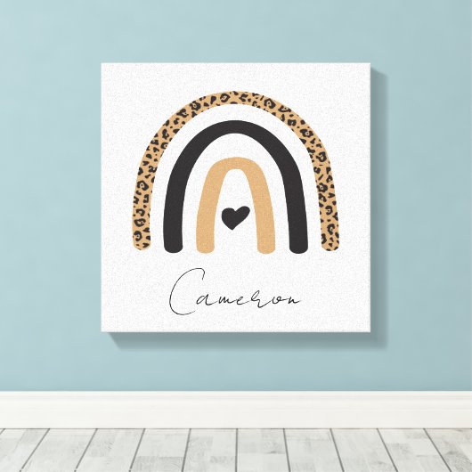 Cute Rainbow Leopard Pattern Canvas Afdruk (Insitu (Houten vloer))