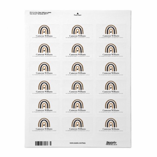 Cute Rainbow Leopard Pattern Etiket (Full Sheet)