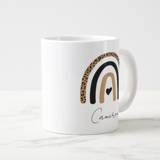 Cute Rainbow Leopard Pattern Grote Koffiekop (Voorkant rechts)