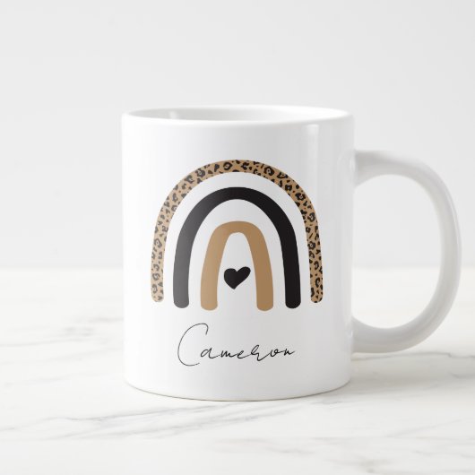 Cute Rainbow Leopard Pattern Grote Koffiekop (Rechts)