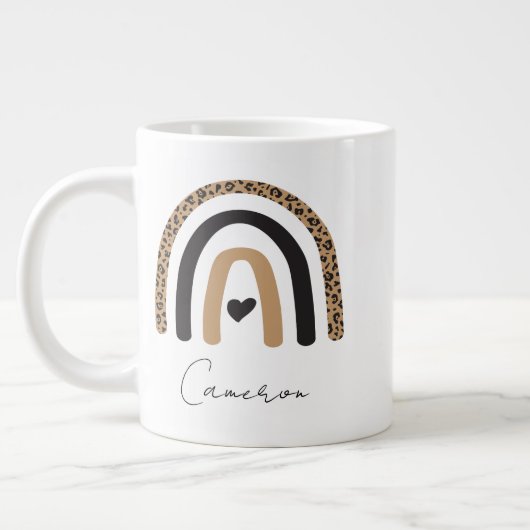 Cute Rainbow Leopard Pattern Grote Koffiekop (Links)