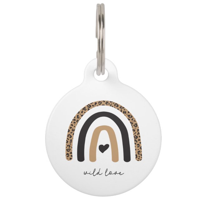 Cute Rainbow Leopard Pattern Huisdierpenning (Voorkant)